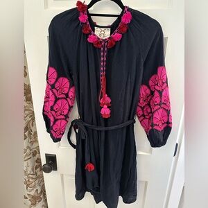 Embroidered Figue Long Sleeve Dress